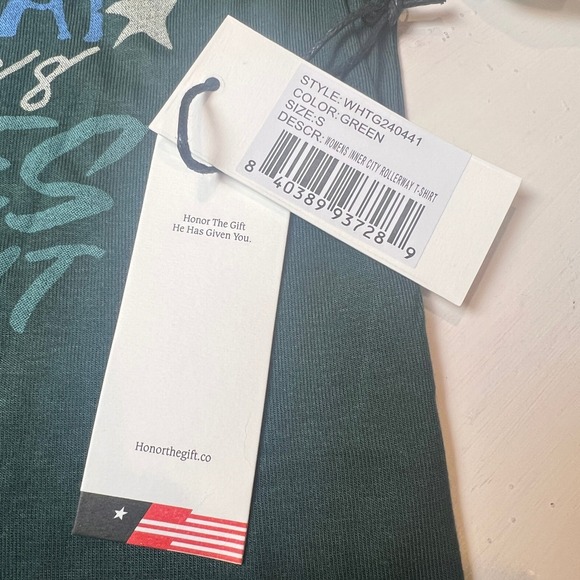 Honor The Gift Women's S Green Graphic T-Shirt Rayon Stretch Retro Streetcore - Picture 6 of 8